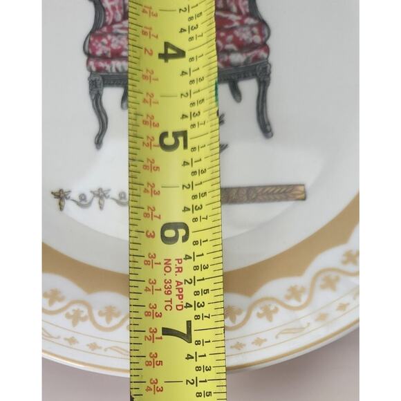 Vintage Porcelain Treasures Dessert Plates with Antique Chairs Design Set of 4 - Picture 8 of 10